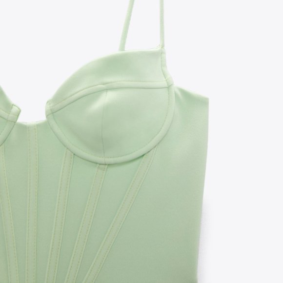 ZARA MINT FULLY LINED WIRED STRUCTURED CUPS BONED CORSET CROP TOP - Picture 3 of 9